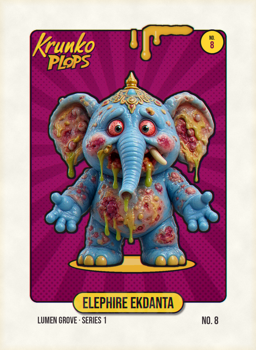 Elephire Ekdanta, original Krunko Plops collectible card number 008