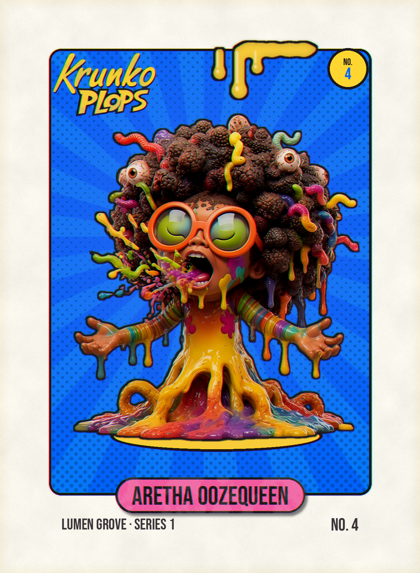Aretha Oozequeen, original Krunko Plops collectible card number 004