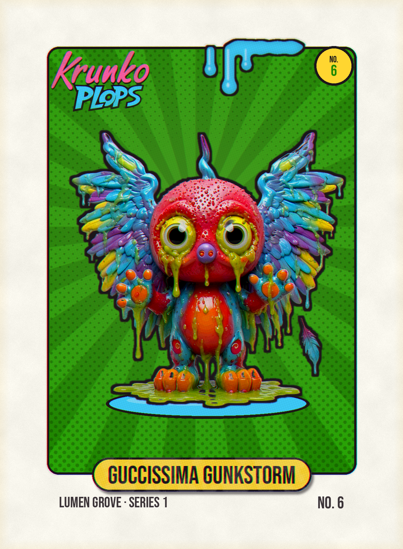Guccissima Gunkstorm, original Krunko Plops collectible card number 006